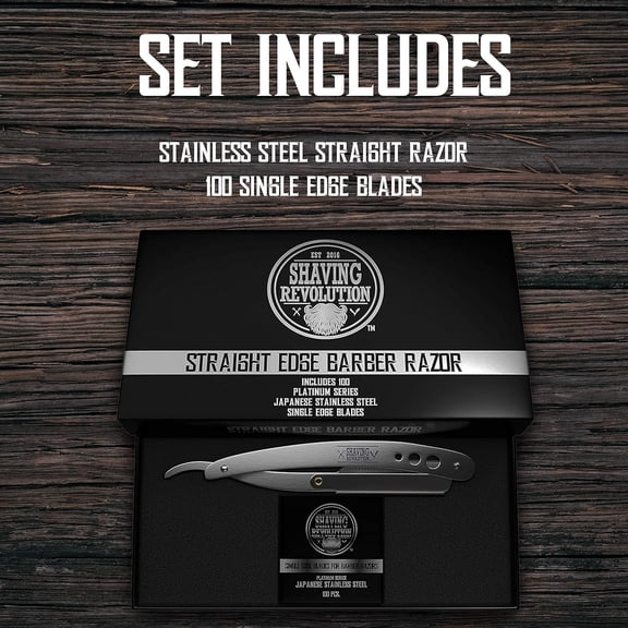 BDIUA-Straight Edge Barber Razor for Close Shaving - Professional Straight Blade Razor for Men with 100 Single Edge Blades- Mens Straight Razor Kit