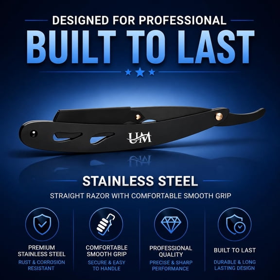 BDIUA-Straight Edge Razor Professional Barber Shaving Razor Kit With 10 Replaceable single Edge Blades