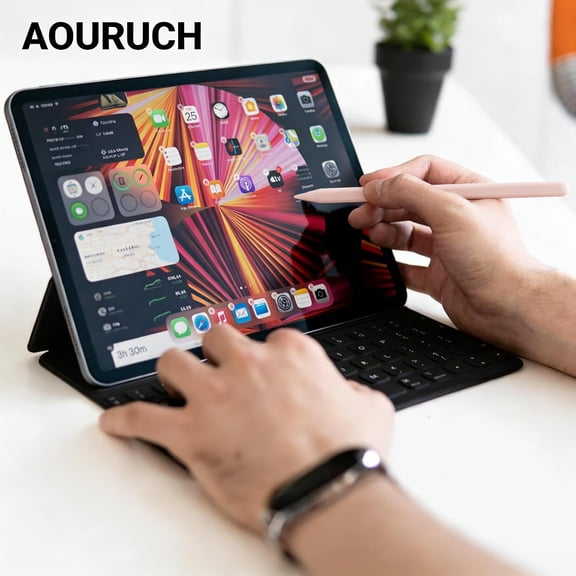 BDIUA-Stylus Pen for iPad 2018-2025 - LED Power Display Type-C Fast Charging 1st Gen with Tilt Sensitivity Palm Rejection for iPad 6-11 Gen Air 3/4/5/M2/M3 Mini 5/6 Pro 11"/12.9"/M4 (Pink)