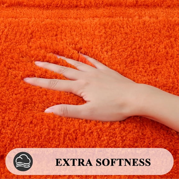 BDIUA-Super Soft Bathroom Rugs 16"x24" Small Bath Mats Fluffy Non Slip Washable Absorbent Bath Rugs Carpets for Bathroom Floor Tub Shower Vanity Sink Home Decor Accessories, Orange Red 1'4" x 2'