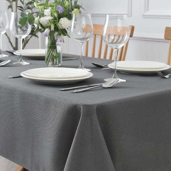 BDIUA-Textured Rectangular Tablecloth Water Resistance Antiwrinkle Spillproof Soft Jacquard Table Cloth for Dining Room, Buffet Banquet Parties and Holiday Dinners, 60 x 104 Inch, Charcoal