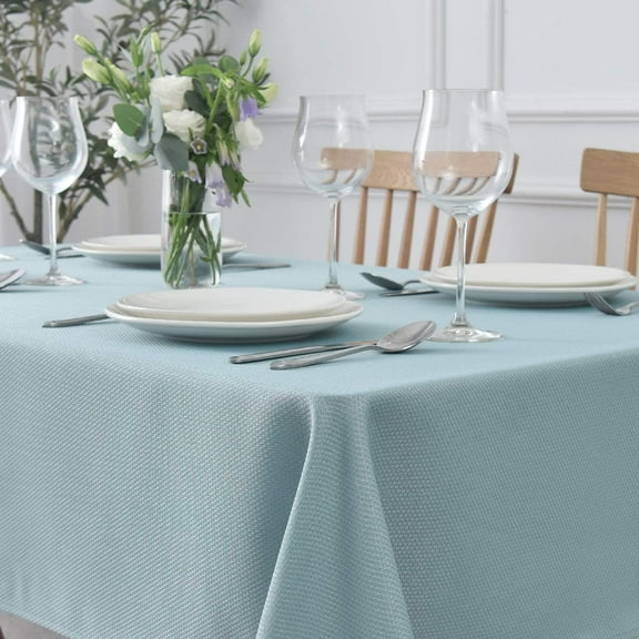 BDIUA-Textured Rectangular Tablecloth Water Resistance Antiwrinkle Spillproof Soft Jacquard Table Cloth for Dining Room, Buffet Banquet Parties and Holiday Dinners, 60 x 104 Inch, Dusty Blue