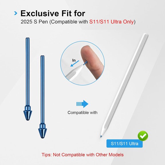 BDIUA-Titanium Alloy Replacement Tips Compatible with Galaxy Tab S11 / S11 Ultra 2025 S Pen Exclusive Fit for Latest 2025 S Pen Only (Not Compatible with Other Models) Durable Precision Nibs,Blue