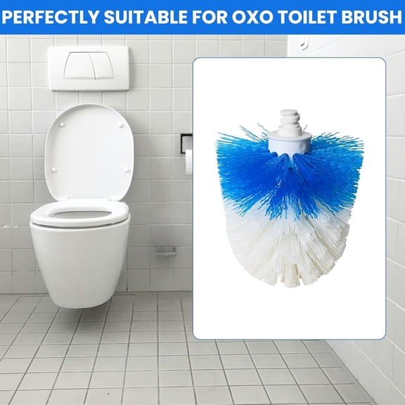 BDIUA-Toilet Brush Refills for OXO Toilet Brush Only, 4 Pack Toilet Brush Replacement Head, Blue & White, Nylon & Plastic Material Bristles