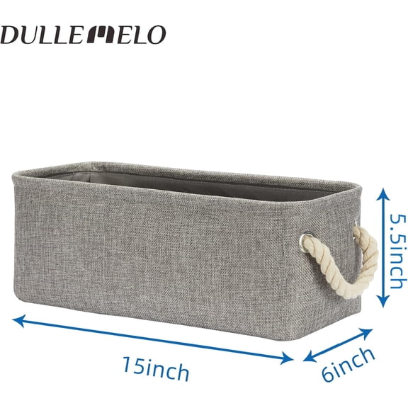 BDIUA-Toilet Paper Storage Basket, Toilet Tank Basket with Rope Handles (Grey)
