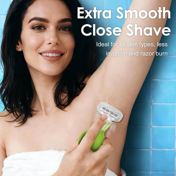 BDIUA-Travel Razors for Women, Travel Essentials Razor Kit, Tsa Approved | Travel Size Toiletries, 5-Blade Womens Razors for Shaving, Extra Smooth Shave, 1 Mini Handle with 3 Refills & 1 Case, Green
