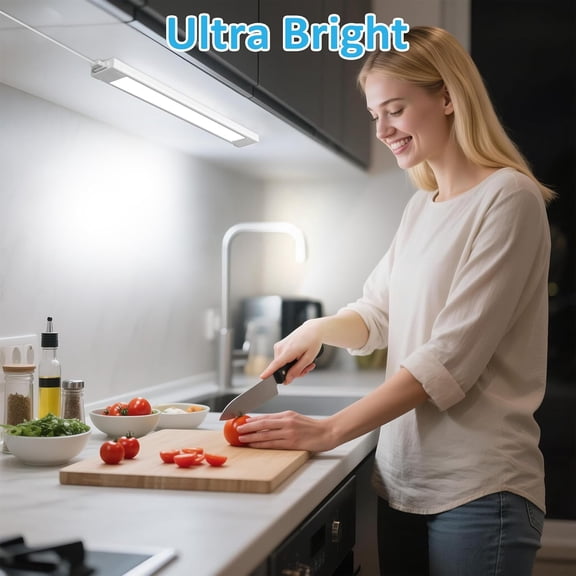 BDIUA-Under Cabinet Lighting Plug in, 14 Inch Linkable Ultra Bright LED Light Bar, Renter Friendly Lamp, Wired Indoor Lights for Kitchen Cabinet, Counter, Workbench, Desk, Shelf, Cool White