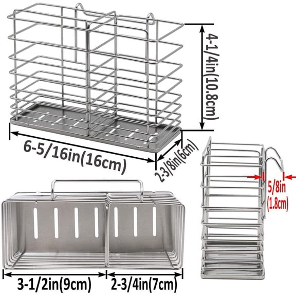 BDIUA-Utensil Drying Rack/Chopsticks/Spoon/Fork/Knife Drainer Basket Flatware Storage Drainer,2 Divided Compartments, Sturdy 304 Stainless Steel, Rust Proof