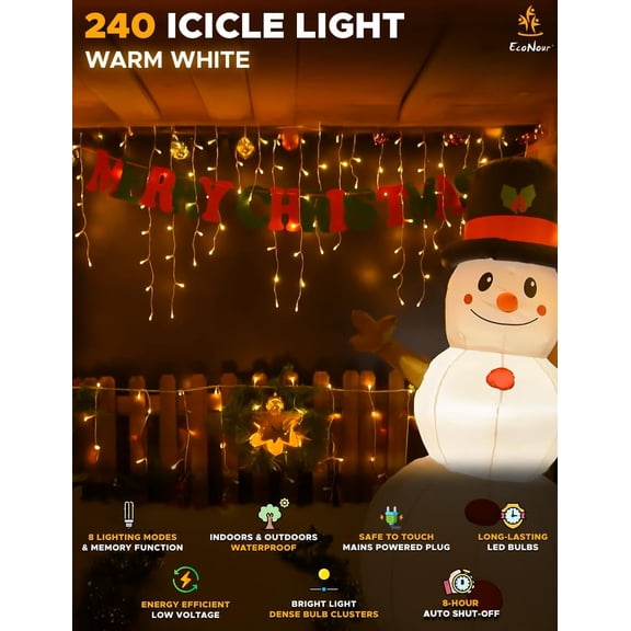 BDIUA-Warm White Easter Icicle Lights for Outside, 157.19 FT 1500LED Outdoor Icicle Lights with 8 Mode, 8HR Timer, Memory Function, Clear Wire connectable, Plug in Fairy Lights for Roofline, Yard