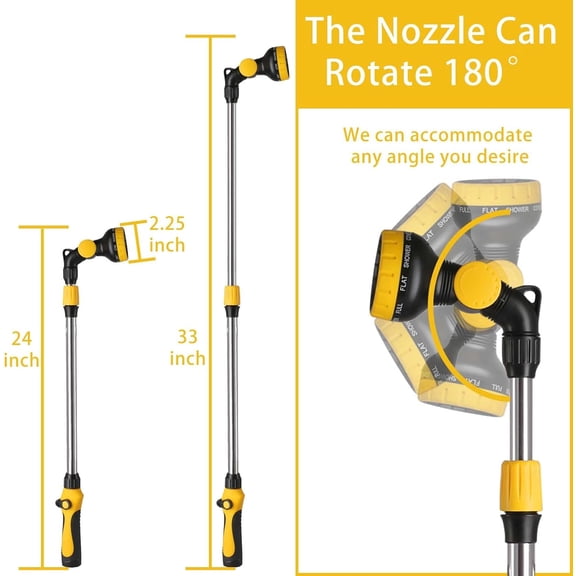 BDIUA-Watering Wand Extended, Telescoping Watering Lance to 26-33 Inch, Made of Aluminum Alloy Tube, Lightweight & Easy to Use in Garden, Farm or Backyard.