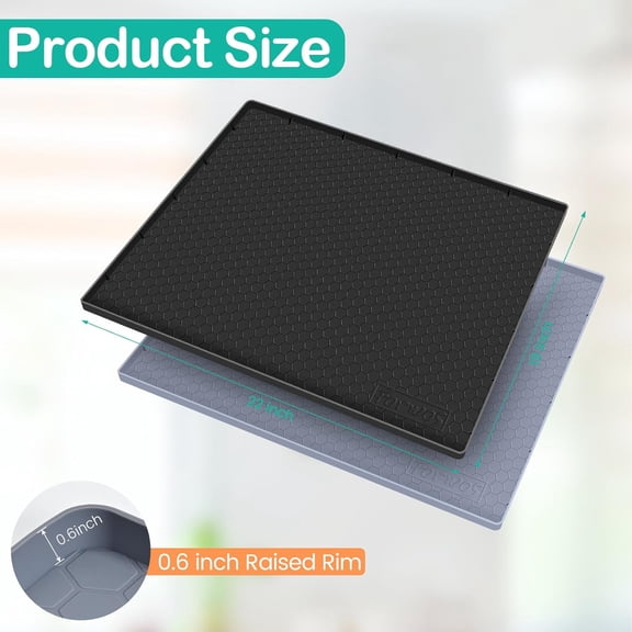 BDIUA-Waterproof Under Sink Mat 22" x 19", Silicone Cabinet Liner, Rubber Protector for Kitchen and Bathroom, Keeps Cabinets Clean, Dry, and Organized (Black)