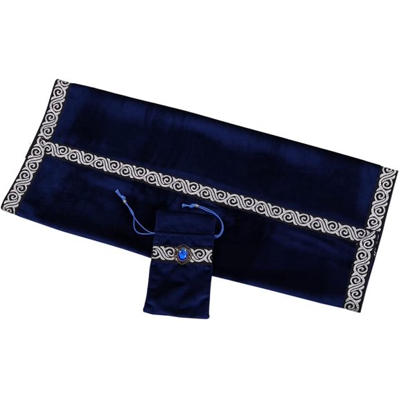 BDIUA-Wicca Square Altar Tarot Table Cloth for Reading with Card Pouch 24.4 * 24.4 inch (Blue 1)