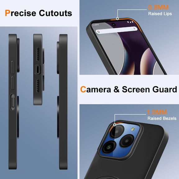 BDIUA-for BLU Bold K10 / BLU G54 Phone Case with Screen Protector, 360 Rotatable Ring Holder Kickstand/Stand TPU Shockproof Protective Cover Case for BLU G54 / BLU Bold K10 K0110WW - Black