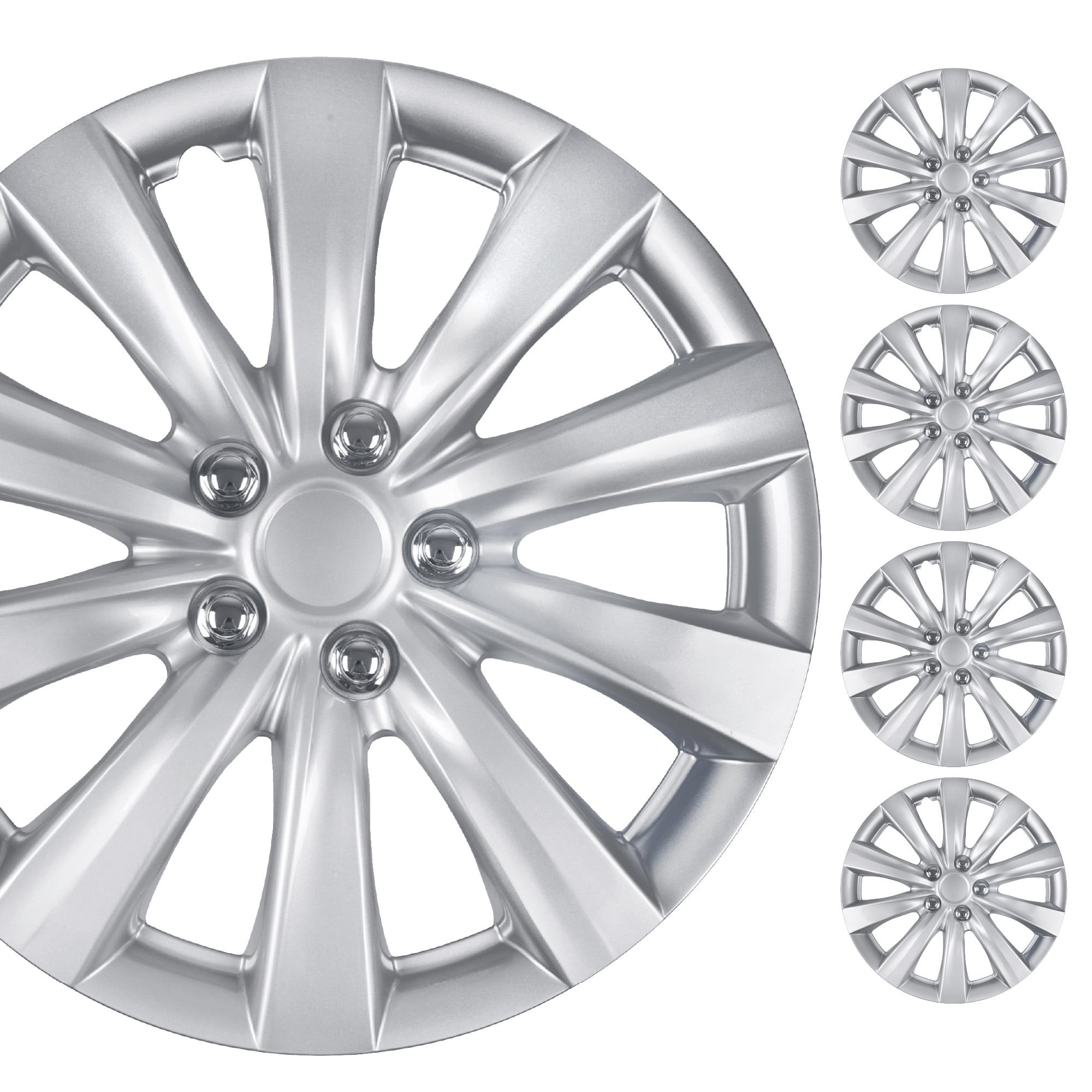 BDK 16" Premium Automotive Wheel Rim Cover Hub Caps OEM Style Replacement Snap on Car, Truck, SUV - Set (Full 4-Pack)
