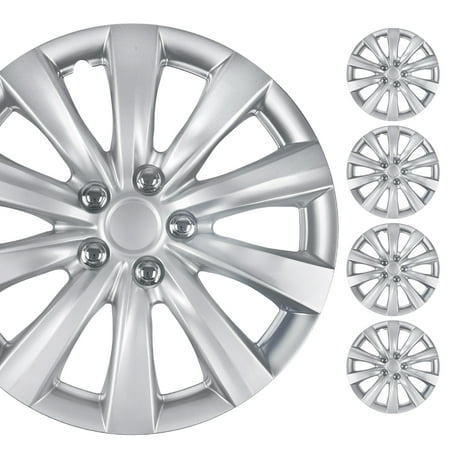 BDK 16" Premium Automotive Wheel Rim Cover Hub Caps OEM Style Replacement Snap on Car, Truck, SUV - Set (Full 4-Pack)
