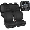 BDK 2Tone PU Leather Car Seat Covers Split Bench Side Airbag Safe with