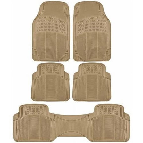 BDK 3 Row Car Floor Mats for SUV and Van, Heavy Duty Rubber Mats and Liner, Black Beige Gray