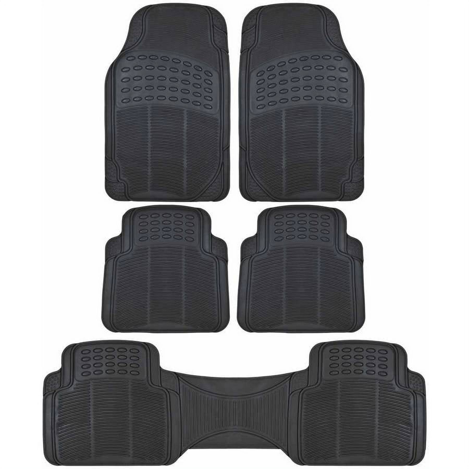 BDK Row Car Floor Mats for SUV and Van, Heavy Duty Rubber Mats and Liner,  Black Beige Gray