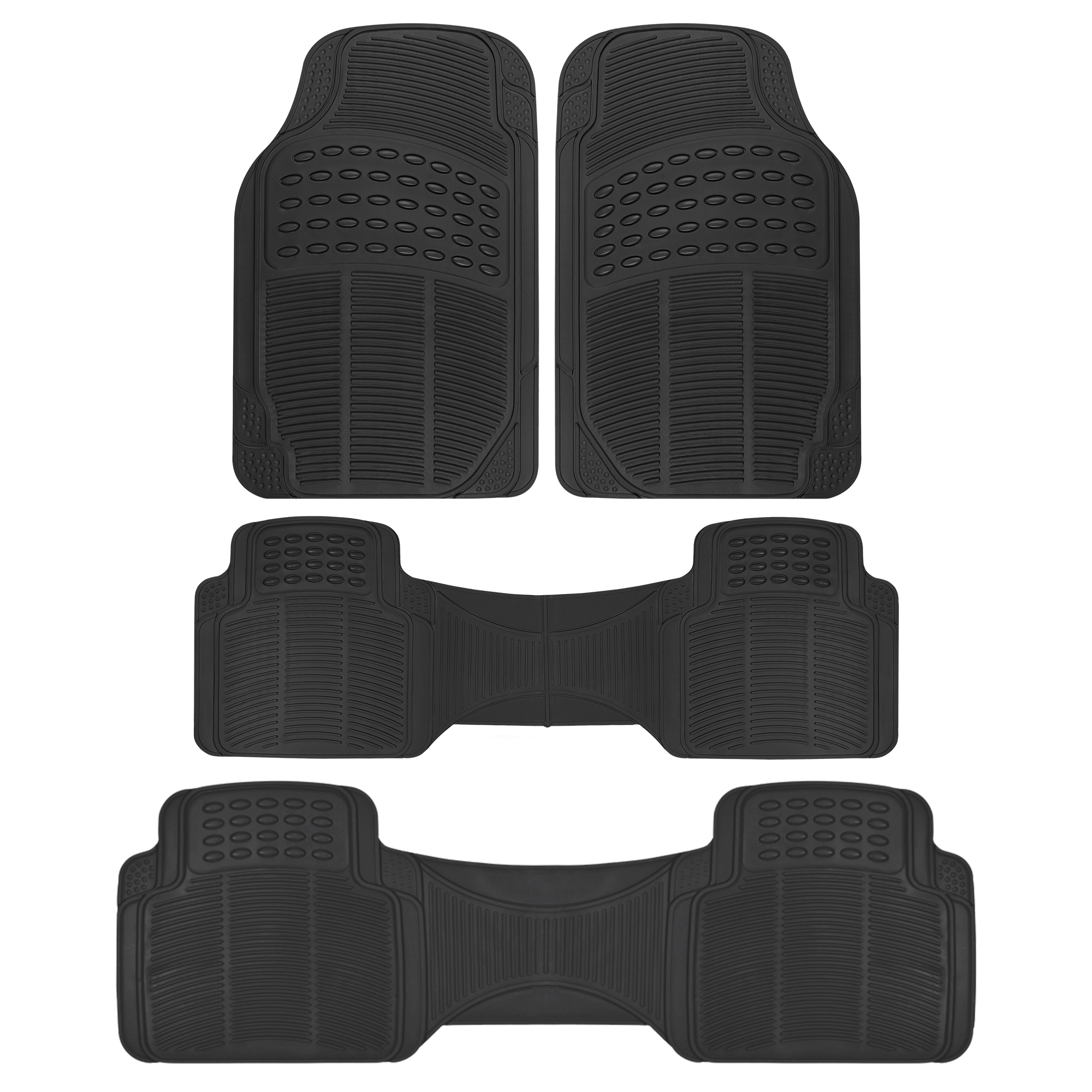 BDK 3-Row ProLiner Original Heavy Duty 4pc Front & Rear Rubber Floor ...