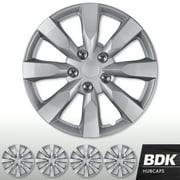 BDK 4 Pack of Premium 16 inch Hubcap Wheel Cover Replacements for OEM Steel Wheels, High Grade ABS with Retention Ring, KT-1042-16