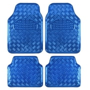 BDK All-Weather Diamond Pattern Rubber Car Floor Mats, 4-Piece Heavy Duty Set, Universal Non-Slip Easy-to-Clean, for Truck SUV Van, Blue