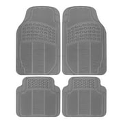 BDK Heavy Duty Rubber Car Floor Mats, 3-Piece All-Weather Trimmable Set, Front and Rear Anti-Slip Auto Liners, for Car SUV Truck Van, Gray