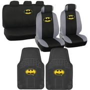 BDK Batman Car Seat Covers with Rubber Floor Mats, Trimmable Floor Liners with Durable Seat Protectors