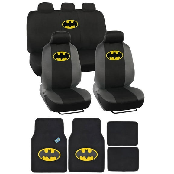 BDK Batman Seat Covers with Floor Mats Full Set, Holiday Car Auto Accessories Gift Set