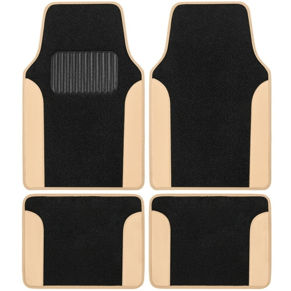 BDK Beige Heavy Duty Front & Rear Carpet Floor Mats Universal Liners for Car SUV Van & Truck, All Weather Protection with Anti-Slip Nibs, Fit Contours of Most Vehicles