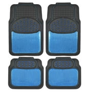 BDK Heavy Duty Blue Rubber Car Mats Full Set - Universal Trim-To-Fit All Weather Floor Mats - Floor Mats for Car Accessories - Front & Back Interior Floor Mats for Truck Accessories