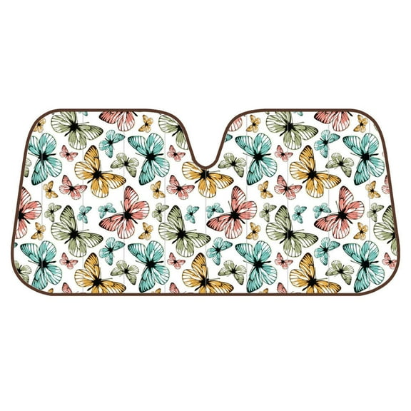 BDK Butterfly Sunshade, Colorful Butterflies, Folding Accordion with Static Cling Auto Shade