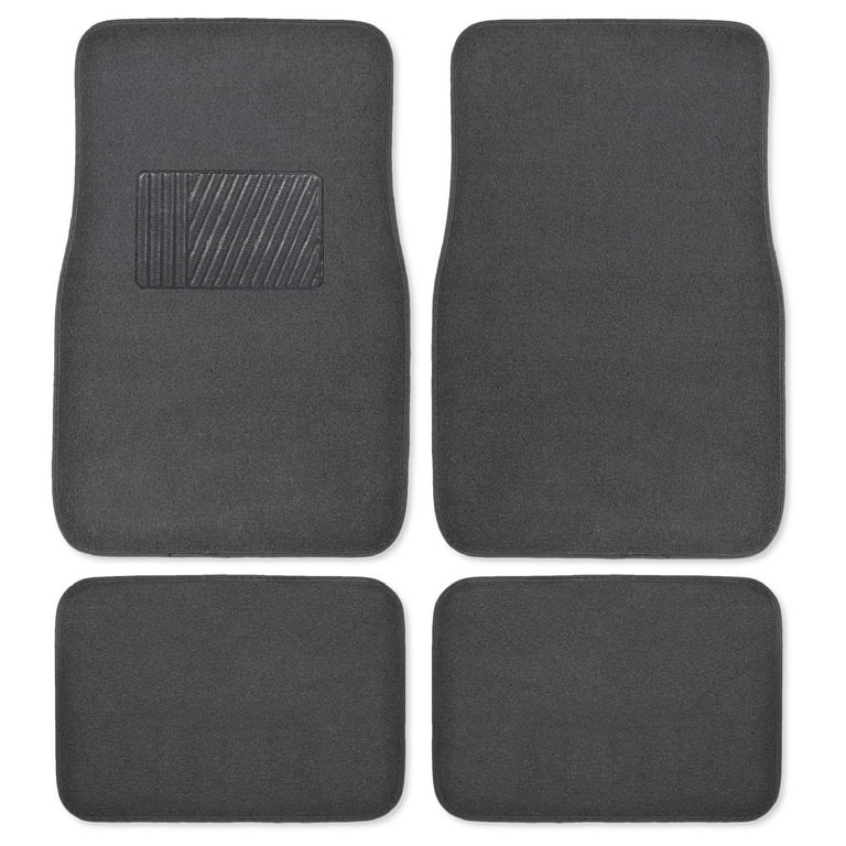 BDK MT 100 CC Classic Carpet Mats for Car SUV Van and Truck Universal Fit Front and Rear Floor Protection with Heelpad Gray Charcoal Black