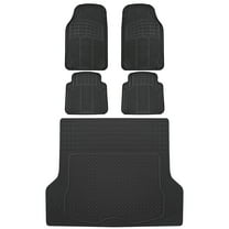 BDK Car Floor Mats with Large Cargo Trunk Mat, Heavy Duty Rubber Protection, Black Beige Gray