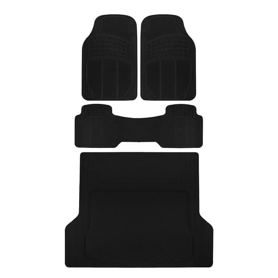 BDK Car Floor Rubber Mats with Cargo Trunk Floor Mats, All Weather Trimmable Liner, 3 Colors