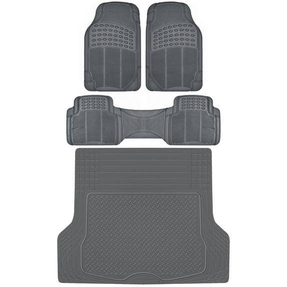 BDK Car Floor Rubber Mats with Cargo Trunk Floor Mats, All Weather Trimmable Liner, 3 Colors