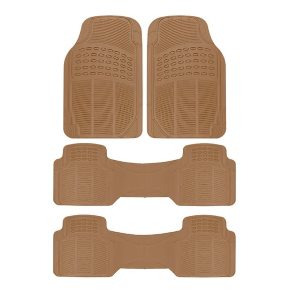 BDK Car SUV and Van Floor Rubber Mats 3 Row, Heavy Duty All Weather Protection, 3 Colors
