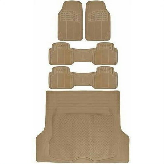 BDK Car SUV and Van Floor Rubber Mats with Cargo Trunk Mat, Heavy Duty All Weather Protection, 3 Colors