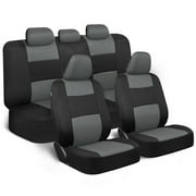 BDK Car Seat Covers 9-Piece Polyester Cloth 2 Front and 60/40 Split Rear Bench