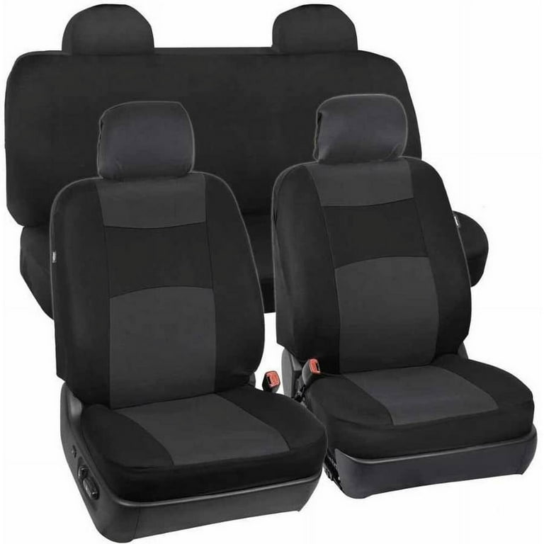 BDK Car Seat Covers Polyester Cloth 2 Front and Integrated Headreasts Bench High Back Rear 9pc Walmart