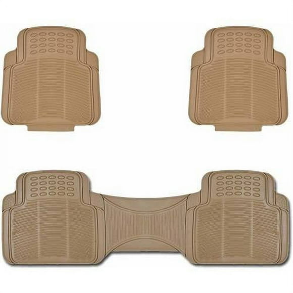 BDK Car Utility Rubber Mats, Trimmable to Fit, Black Beige Gray