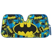 Batman Windshield Sun Shade for Car Truck SUV, Accordion Foldable Front Shield Blocks UV Rays, DC Comics Superhero Novelty Auto Accessory, Keeps Vehicle Cool, Black, 58 x 27 Inch Universal Fit