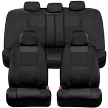 BDK Classic Black Faux Leather Car Seat Covers Full Set, Front & Rear Bench Seat Cover for Cars Trucks SUV