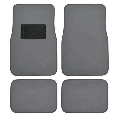 BDK Classic Carpet Floor Mats for Car & Auto - Universal Fit -Front & Rear with Heelpad (Medium Gray) - MT-100-CPTSERIES