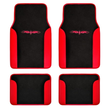 BDK Design Car Floor Mats 4 Pieces - Carpet with Unique Design, Universal Fit -Front & Rear Full Set