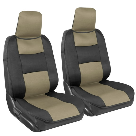 BDK EasyFit Universal Car Seat Covers for Front Seats, Beige – Front Seat Cover Set with Integrated Headrest Cover, Quick Slip-On Installation and Two-Tone Accent, Universal Fit for Car Truck Van SUV