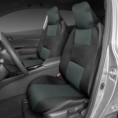 BDK EasyFit Universal Car Seat Covers for Front Seats, Gray Front Seat Cover Set with Integrated Headrest Cover, Quick Slip-On Installation and Two-Tone Accent, Universal Fit for Car Truck Van SUV