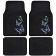 thumbnail image 1 of BDK Embossed Neon Purple & Green Butterflies Design Carpet Car Floor Mats for Auto Van Truck SUV-4 Pieces Front & Rear Full Set with Rubber Backing-Universal Fit, 1 of 7