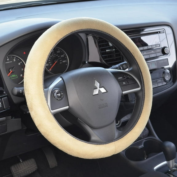 BDK Ergonomic Leather Grip Steering Wheel Cover - Soft Plush Memory Foam Grip for Standard Size Wheels 14.5-15.5" (Gray)