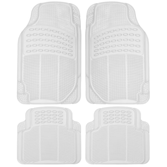 BDK Floor Mats for Cars, Set of 4, All-Weather Rubber, Trimmable, Clear