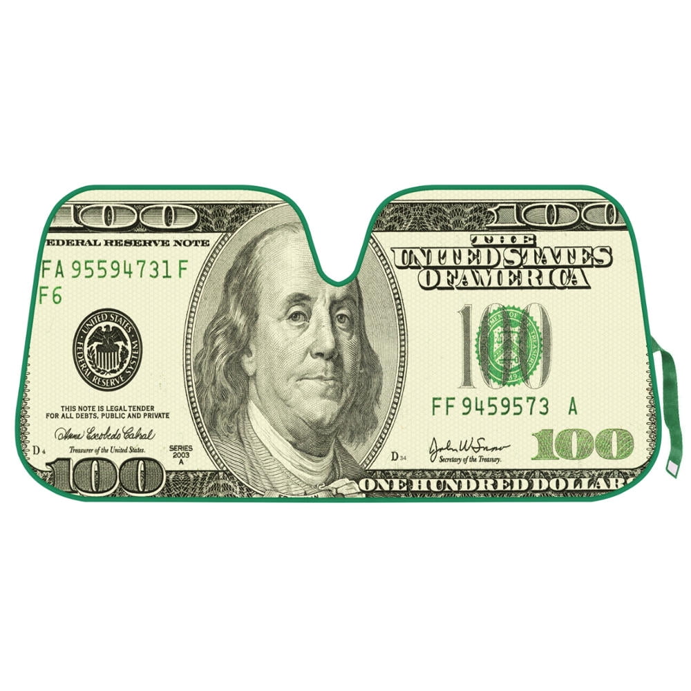 Hundred Dollar Bill Auto Sun Shade for Car SUV Truck - Bubble Foil Jumbo Folding Accordion AS-767